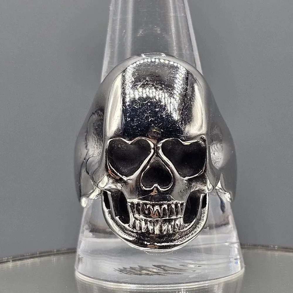Mens Skull Biker Ring Stainless Steel Gothic Figural Metal Halloween 3D Size 10
